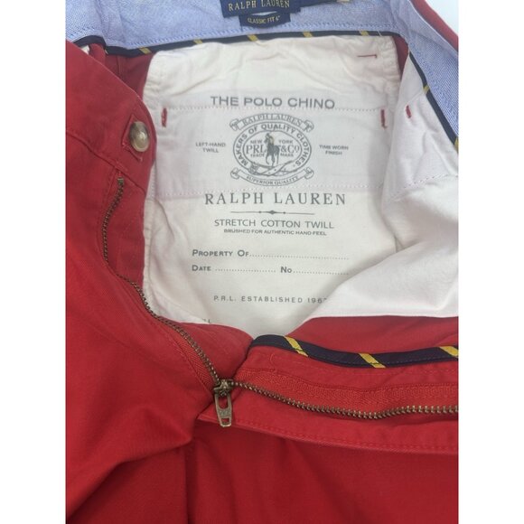 Polo Ralph Lauren Mens Size 33 Red Classic Fit 6" Stretch Chino Shorts - Picture 3 of 10